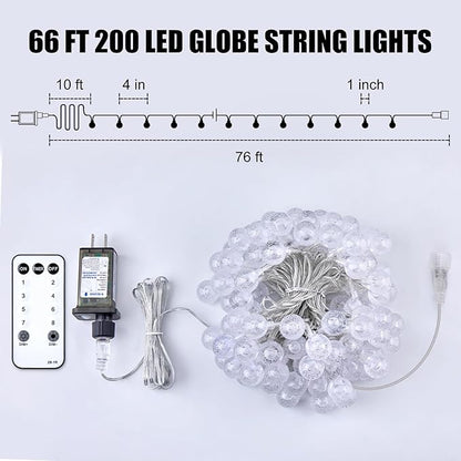 Christmas Fairy Lights, 66ft 200 LED Battery Twinkle Lights