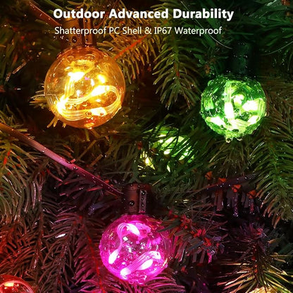 Outdoor String Lights, 25ft 20 Bulbs LED Color Changing Hanging Lights Dimmable with 220+ Scene Modes,App Control, Globe Bulb Waterproof for Outdoor Indoor Patio Backyard Balcony Garden Decor
