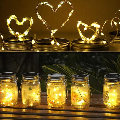 YJFWAL Updated Solar Mason jar Lights, 8 Pack 30 Led Waterproof Fairy Firefly jar Lights, with 8 Hangers(NO Jars) for Regular Mouth Jars, Patio Yard Garden Wedding DIY Decor, Summer Gifts(Warm White)