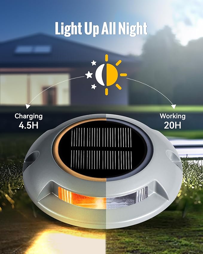 Solar Driveway Lights Outdoor Waterproof,2 Color Modes Outdoor Solar Deck Dock Warning Step Lights for Driveway Marker Sidewalk Garden Pathway Yard (12 Pack)