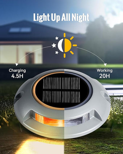 Solar Driveway Lights Outdoor Waterproof,2 Color Modes Outdoor Solar Deck Dock Warning Step Lights for Driveway Marker Sidewalk Garden Pathway Yard (12 Pack)