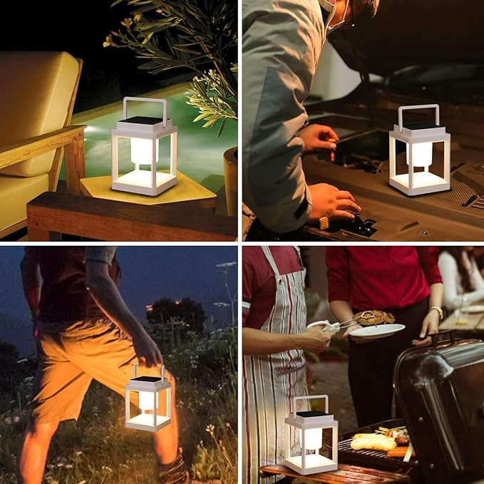 Garden Solar Lantern Set, Metal Yard Lighting
