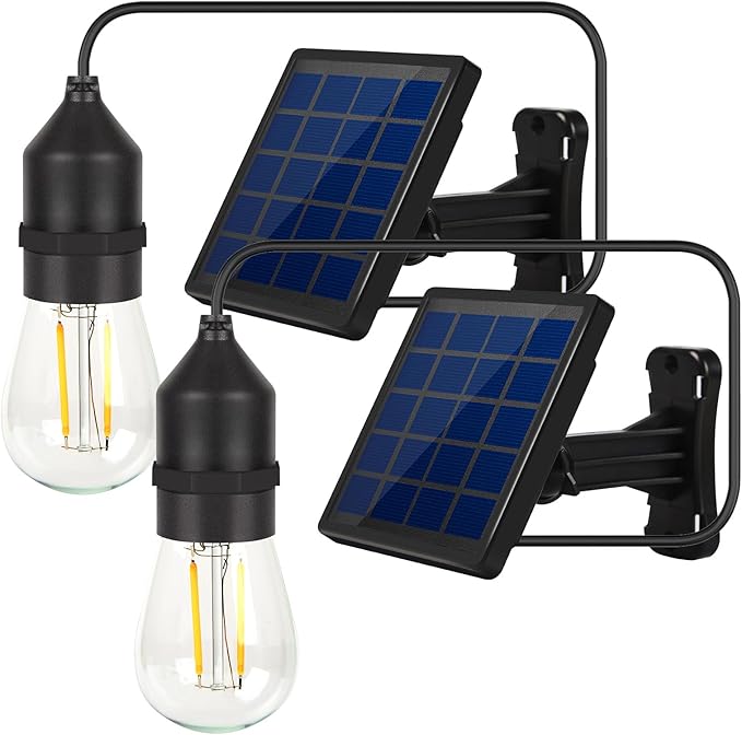 Solar Light Bulb Dusk to Dawn Solar Lights Indoor Waterproof 3000K with Cable 9.8FT Portable Hanging Pendant for Replacement DIY, Chicken Coop, Outdoor 2 Pack