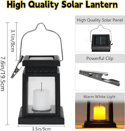 Small Solar Lanterns Outdoor Waterproof, Hanging Candles Solar Lights Garden Decor for Outside, Gifts for Women Mom, Flickering Flameless Candle Lights for Table,Outdoor Decorative 4P