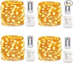 4-Pack Outdoor String Lights, Warm White Waterproof LED