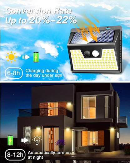 Peasur Solar Outdoor Lights [10 Pack/140LED], 3000K Warm Light Motion Sensor Outdoor Powered Security Lights 3 Working Modes Waterproof for Outside Garden Yard