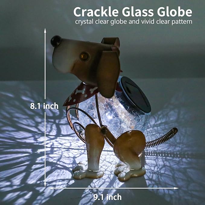 Dog Solar Lantern Set, Metal Porch Lighting