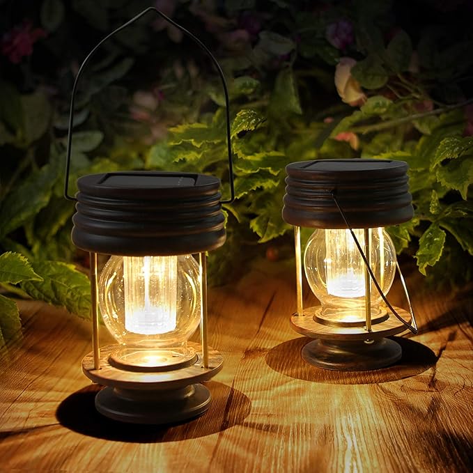 Solar Backyard Lanterns 2-Pack, Porch Hanging LED Decor