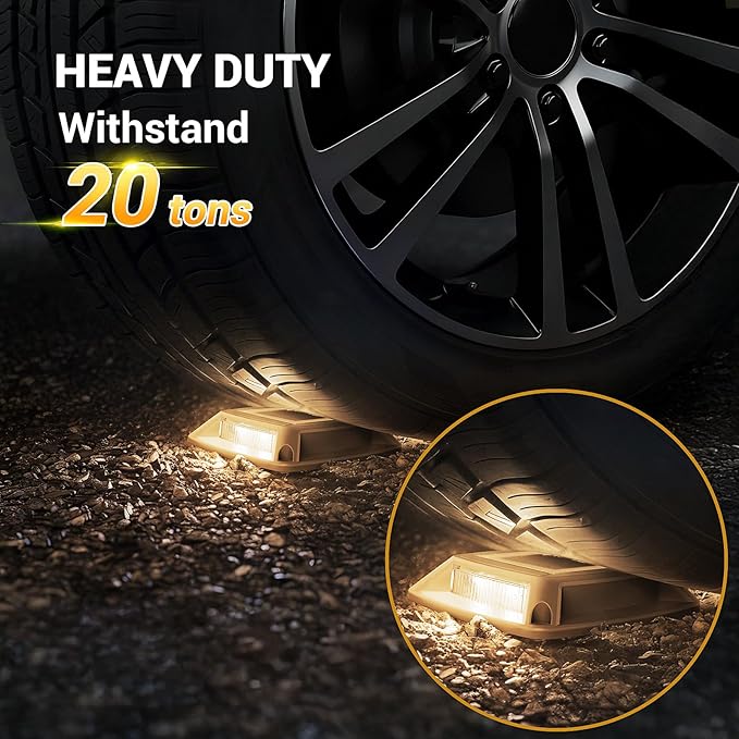 Solar Driveway Lights Outdoor 12 Pack, IP68 LED Solar Powered Waterproof Driveway Marker Deck Dock Lights for Dock Step Pathway Walkway Sidewalk Garden Yard Stair Marine (Warm)