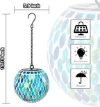 Mosaic Solar Hanging Lanterns, Rustic Yard Decor