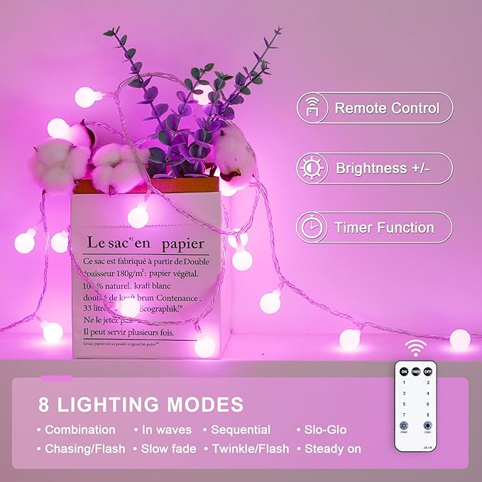 33ft LED Patio String Lights, Waterproof Outdoor