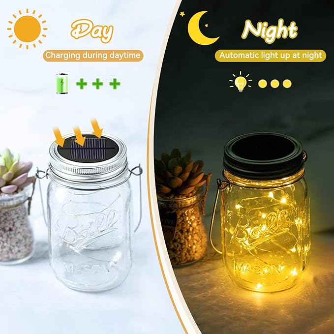 Dracarys 3 Pack Mason Jar Solar Lights Lids, Solar Fairy LED Lights (NO Jars&Hanger), Festival Garden Shed Windows Party Decor Lanterns String Outdoor