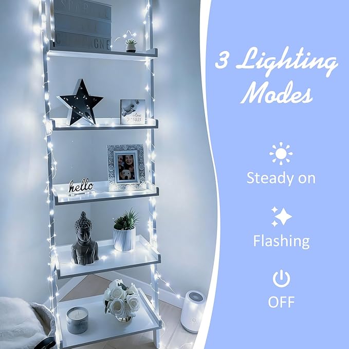 4-Pack White Patio String Lights, 16ft Weatherproof LED