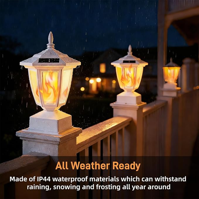 Outdoor Post Lighting Fixture, White Weatherproof Post Light