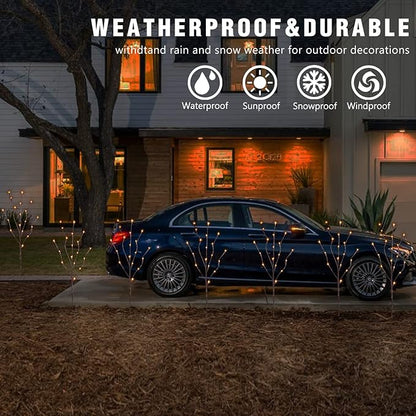 6PK Lighted Branches Brown Twig Stake with 120LED Warm White Lights, 30" Pathway Light for Outdoor and Indoor Use(Vase Excluded)