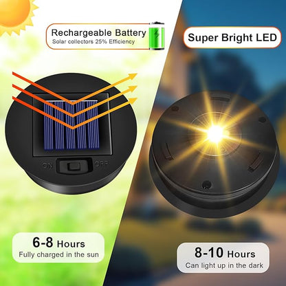 2025 Upgraded 4 Pack Solar Light Replacement Tops Parts(3.15in) for Outdoor Hanging Waterproof Solar Lanterns