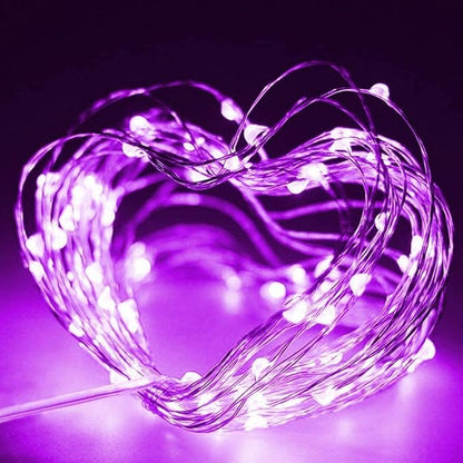 Twinkle Star Fairy Lights, 33ft 100 LED Battery Operated Waterproof String Lights with Remote, Timer & 8 Lighting Modes Indoor Outdoor Wedding Party Decorations, Purple, 1 Pack