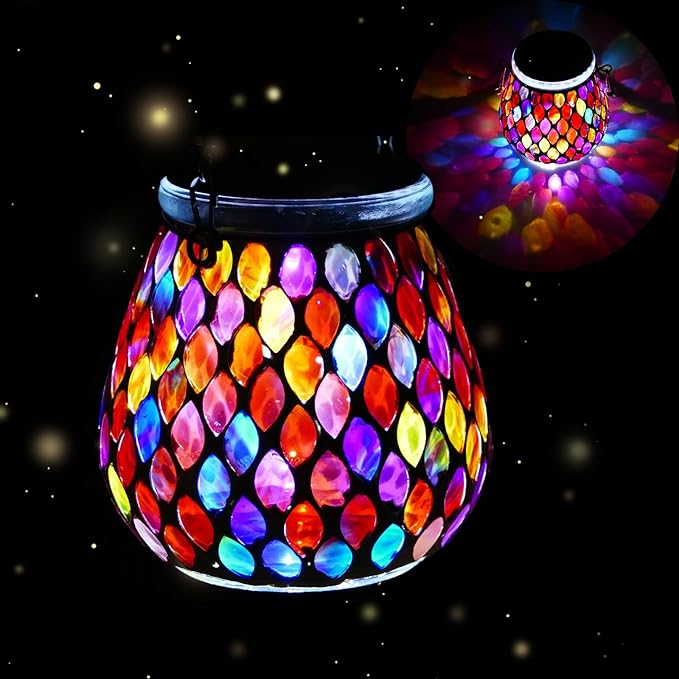 Mosaic Solar Porch Lanterns, Classic Waterproof LED