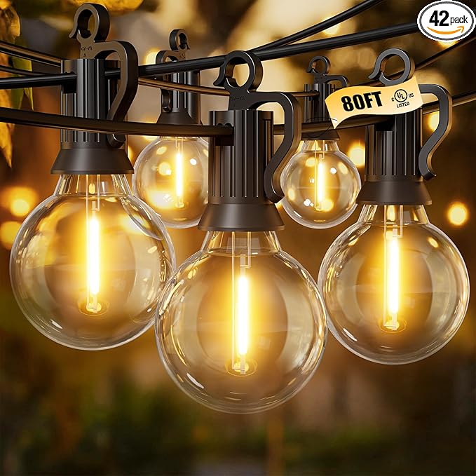 80ft Outdoor Edison String Lights, Weatherproof