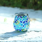 Metal Mosaic Solar Lanterns for Patio, Waterproof LED