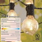 Outdoor String Lights, 50ft Black Waterproof LED