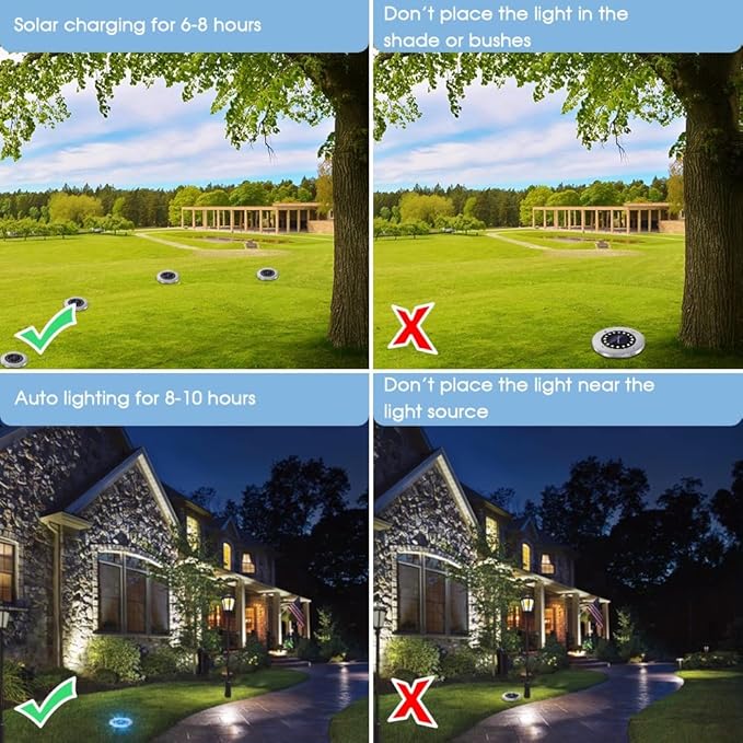 NFESOLAR Solar Outdoor Lights with 16 LEDs, Blue Color Bright Solar Ground Lights Outdoor Waterproof for Pathway Garden Yard Halloween Decorations (8 Pack)