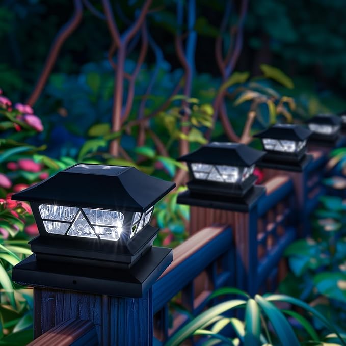 4-Pack Solar Post Cap Lights for Yard, LED