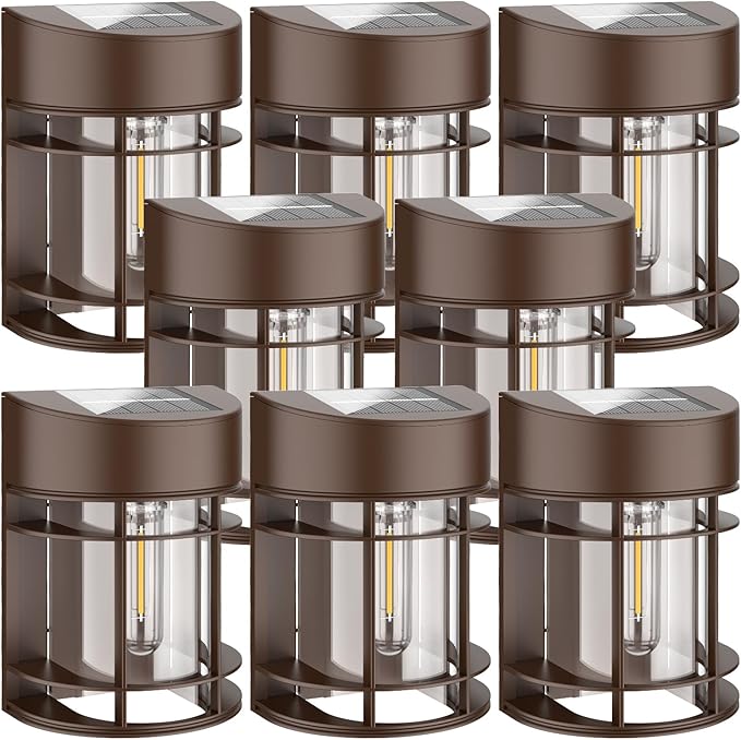 12-Pack Solar Gutter Lights, Brown Waterproof LED