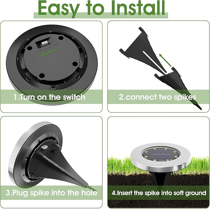 INCX Solar Lights Outdoor Waterproof, 24 Pack Solar Light for Outside, Garden Lights Landscape Lighting for Patio Pathway Lawn Yard Deck Driveway Walkway, Cold White, 4.6 inch