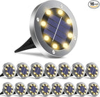 16-Pack In-Ground Solar Lights, Flat LED Garden