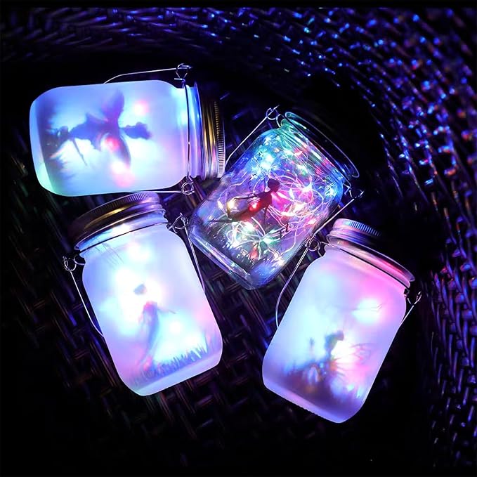 Solar Fairy Lantern for Garden Decorations, Christmas Decorations Lights Hanging Lamp Frosted Glass Jar for Home Yard Patio Lawn Party Decor Mothers Day Gifts for Woman Mom Grandma(Multicolour)