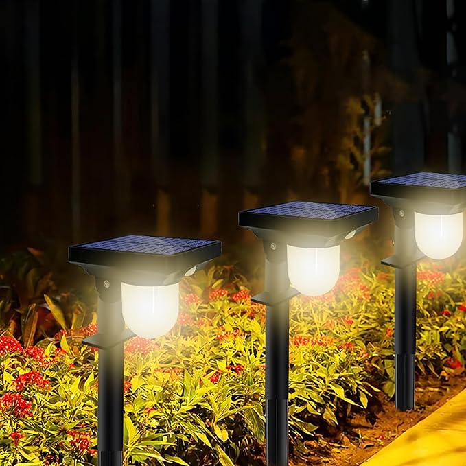 S NMT Super Bright Outdoor Solar Garden Lights Motion Sensor Pathway Light Landscape Lighting for Yard, IP65 Waterproof Solar Powered Porch Lights Walkway Lawn Patio Garden Decor