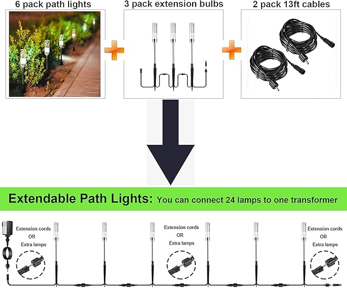 3-Pack Cool White Solar Path Lights, Outdoor Yard LED