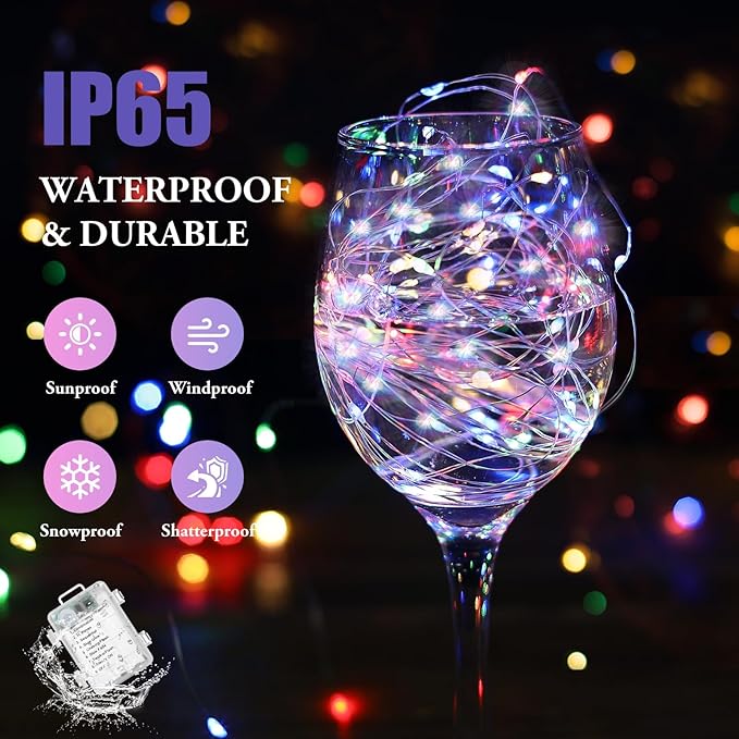 33ft Multicolor Outdoor Edison String Lights, Weatherproof