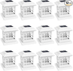 Warm White Solar Fence Post Caps 12-Pack, Yard LED
