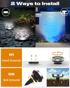 24-Pack Cool White In-Ground Solar Lights, Flat LED Landscape
