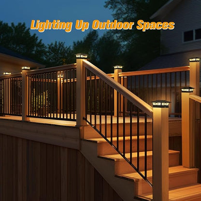 Solar Post Cap Lights Outdoor 16pack, Waterproof Solar Powered Deck Fence Post Lights for 4x4 Wood/Vinyl Posts, Solar Outdoor LED Light with Cool/Warm Lighting Decorate Garden Patio Porch…
