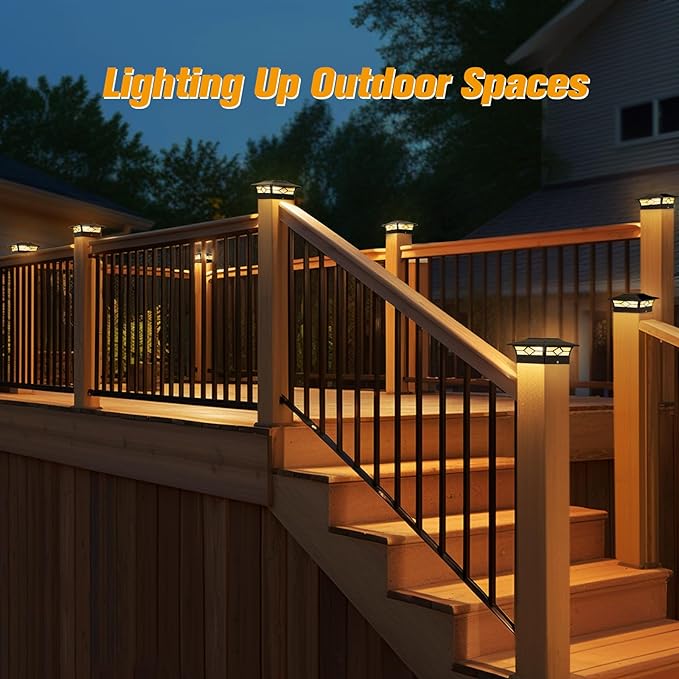 Solar Post Cap Lights Outdoor 12pack, Waterproof Solar Powered Deck Fence Post Lights for 4x4 Wood/Vinyl Posts, Solar Outdoor LED Light with Cool/Warm Lighting Decorate Garden Patio Porch…