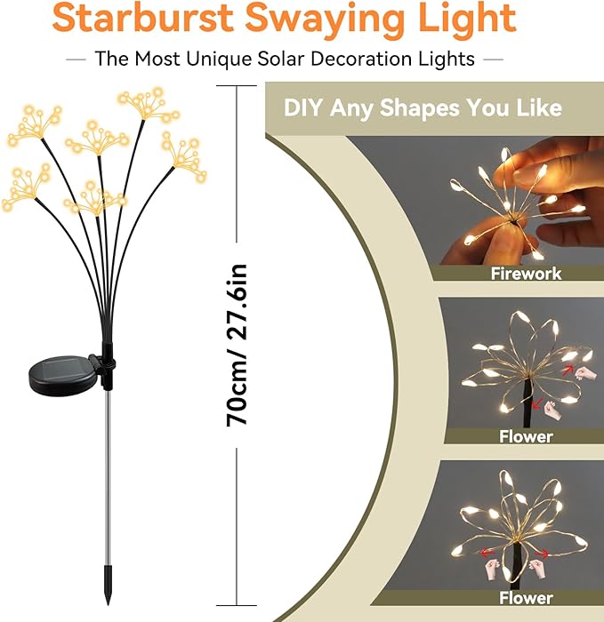 2-Pack Solar Pathway Lights, Waterproof LED Driveway Lights