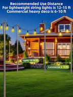4-Pack 10ft Metal Light Poles for Backyard, Heavy-Duty