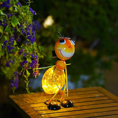 Solar Garden Lantern Waterproof LED Honeybee Solar Lights Outdoor Decorative Tabletop Lanterns Lamp for Yard Patio Table Decoration(Honeybee).