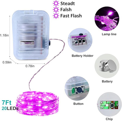 12-Pack Silver Yard String Lights, 7ft Weatherproof LED