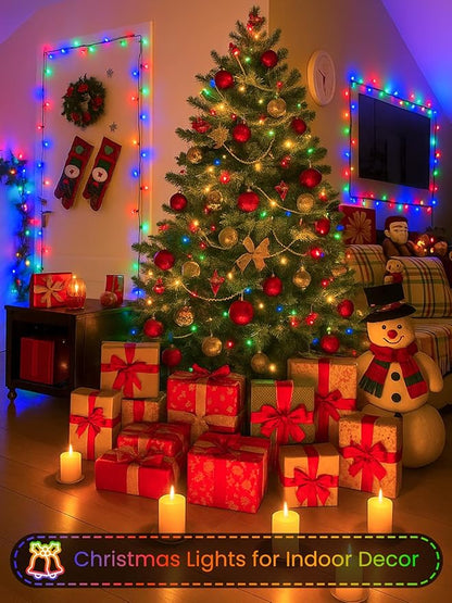 4 Pack Battery Operated Christmas Lights with Timer, 132FT 400 LED Waterproof Battery Twinkle Light, 8 Modes Green Wire Fairy Light for Indoor & Outdoor Bedroom Tree Christmas Decorations (Multicolor)