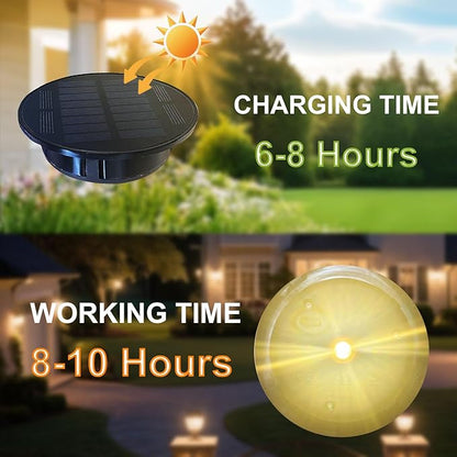 Upgraded 2 Pack Solar Light Replacement Top, 3.7 inch/ 94mm Waterproof Lantern Lids with 50LM Warm White LED, Solar Light Accessory for DIY Outdoor Hanging Lanterns, Garden Pathway Yard Decor