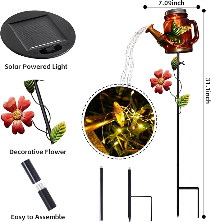 Solar Hummingbird Garden Statue Light, Outdoor Decor