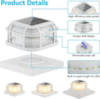 White Solar Fence Post Caps 6-Pack, Yard LED