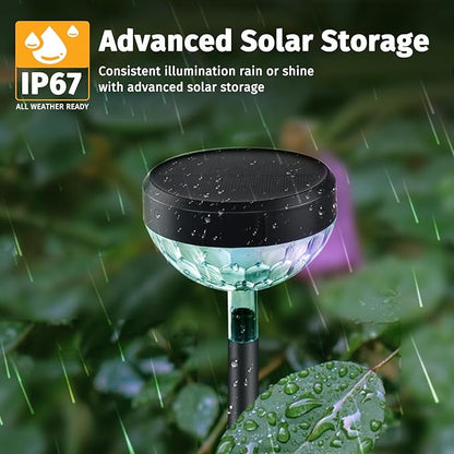 12Pack Solar Pathway Lights Outdoor, Color Changing+8 Fixed Color (Warm White, Cool White, Colored) Solar Lights Outdoor, Bright Solar Powered Garden Light
