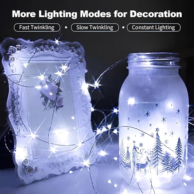 20-Pack Christmas String Lights, 7ft 20 LED Waterproof Twinkle Lights