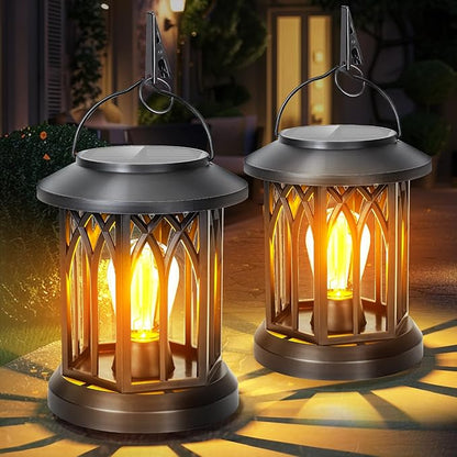 Hanging Solar Lanterns Outdoor Waterproof, 4 Pack Outdoor Lantern Decorative, Hanging Solar Lights for Outside Table Yard Porch Balcony Desk Patio Decor
