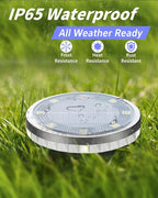 12-Pack Cool White In-Ground Solar Lights, Flat LED Garden